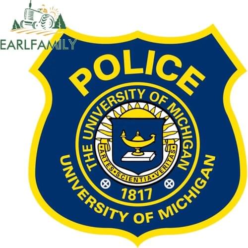 EARLFAMILY 13cm x 11.7cm for Police University of Michigan Vinyl Decal Fine Window Trunk Scratch-proof Car Stickers for Vehicle
