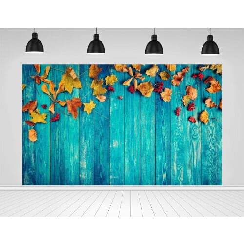 Scopiso Blue Wooden Board Yellow Leaves Autumn Baby Photography Backgrounds Customized Photographic Backdrops For Photo Studio
