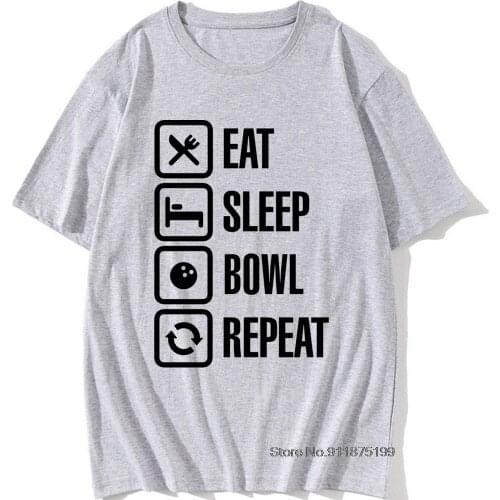 Black Text Redact Men T Shirt Quotes Eat Sleep Bowlinger Repeat Husband Tshirt Best Gift Adult Youth Vintage Tee Shirt Latest
