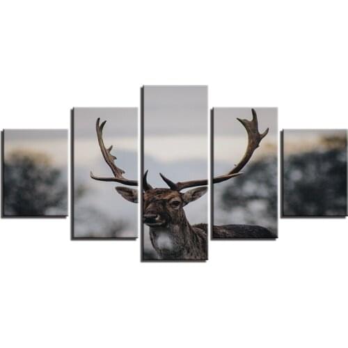 Canvas Home Decoration Art Poster Modern HD Print Wall 5 Panel Animal Deer Living Room Painting Modular Pictures Cuadros