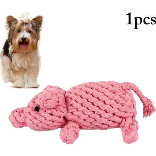 Dog Rope Toy Pig Shaped Pet Toy Bite Resistant Cat Teeth Cleaning Toy Puppy Chew Toy Kitten Teething Toy Cotton Rope Pet Supply