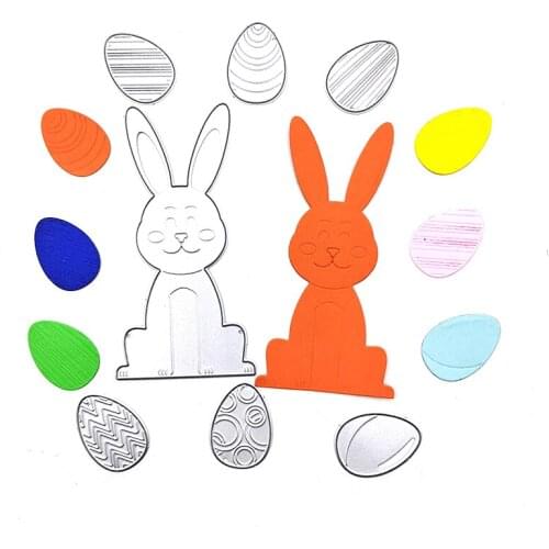 Julyarts Six Eggs And Rabbit Die Cuts for Card Making Embossing Dies Decoration Scrapbook Paper Craft Knife Mould Dies