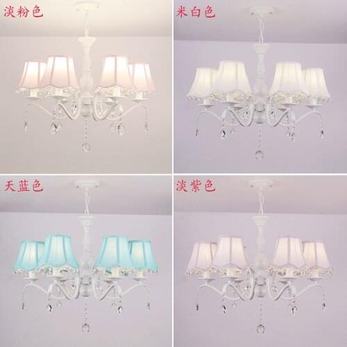 Romantic Young Girl Children Room Droplight Princess bedroom Pink Crystal Led Chandeliers /5lights/6 lights lustres 90-260V
