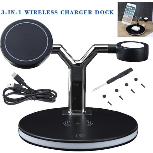 3-in-1 Magnetic Wireless Charger Dock Stand For Mobile Phone Charging Watches Headsets Portable Multi-Function Charging