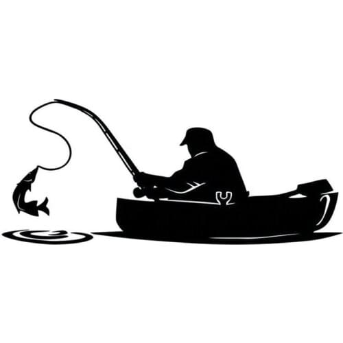 Motorcycle sticker Fashion Fisherman Fishing On Board Car Sticker Covering The Body Of Interesting Vinyl Decals Black/Sliver