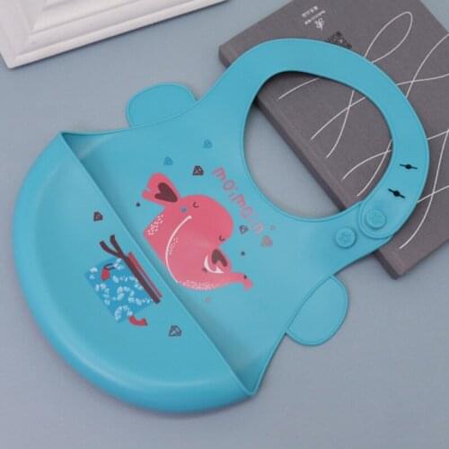 Waterproof Baby Bibs Silicone Adjustable Food Saliva Towel Baby Bib for Newborn Cartoon Print Kid Feeding Burp Cloth