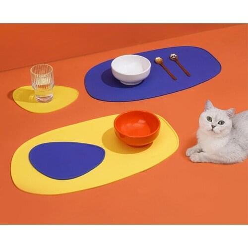 Pet Non-slip Mat Pet Placemat, Cat Bowl, Dog Placemat, Waterproof and Spill-proof Silicone Placemat, Cat Placemat