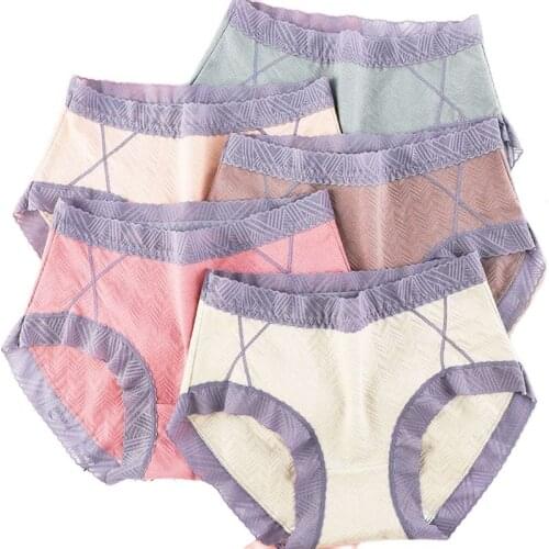 Women Breathable Cotton Underwear Sexy Lace Panties High Waist Breathable Briefs Female Intimates Briefs Big Size 3XL 6XL110KG
