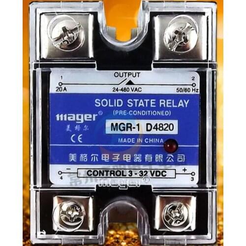 Mager Genuine new original SSR single-phase solid-state relay 20A 24VDC DC-controlled AC 220VAC MGR-1 D4820 24-480VAC 3-32VDC