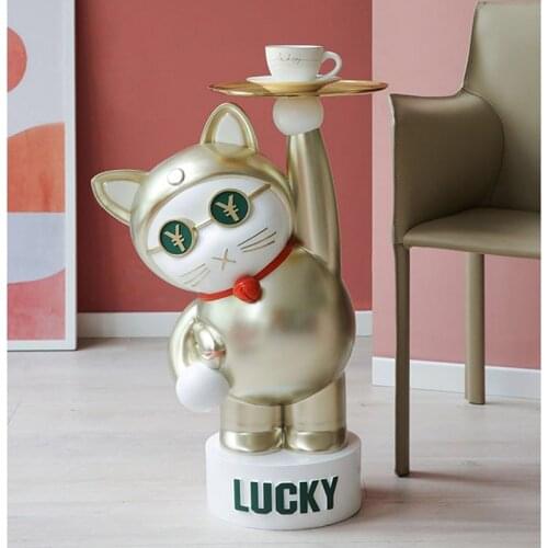 Resin Sculpture Creative Light Luxury Money Cat Living Room Home Accessories Landing Large Ornaments Housewarming Statue Gifts