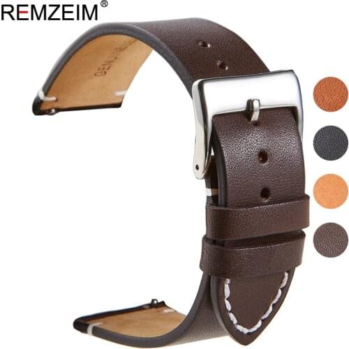 18 20 22 24mm Calfskin Leather Watch band Strap for Amazfit Huawei GT Galaxy Watch 42 46mm Gear S3 WatchBand Quick Release