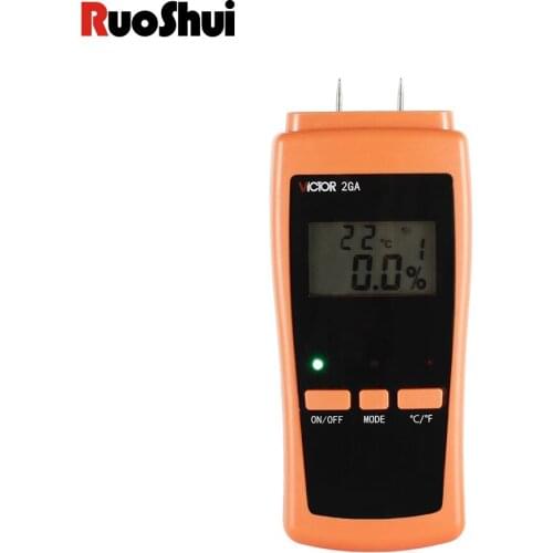 RuoShui 2GA Digital Wood Moisture Meter 0-80% Two Pins Wood Humidity Tester Hygrometer Timber Damp Detector Large LCD Display