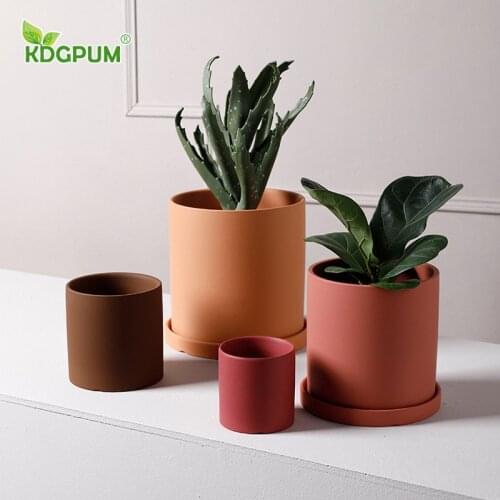 Modern Handmade Ceramic Flower Pot Nordic INS Style Green Plant Flower Pot Living Room Desktop Home Decoration Potted Flower Pot