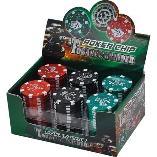 42mm 3-Layer Metal Zinc Alloy Tobacco Herb Grinder Poker Creativity Chip Style Smoking Weed Crusher Cigarette Accessories