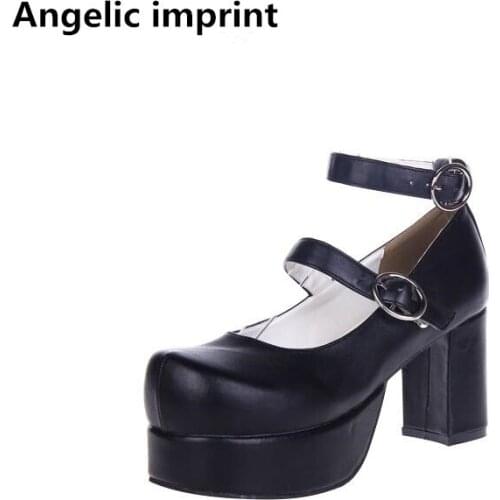 Angelic imprint handmade woman mori girl lolita cosplay shoes lady high heels pumps women princess dress party shoes 8cm 33-47