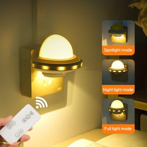 1PC Intelligent Remote Control Night Light Plug-in Led Bedroom Light Bedside Lamp Flying Saucer Light Yellow / Pink Living Room