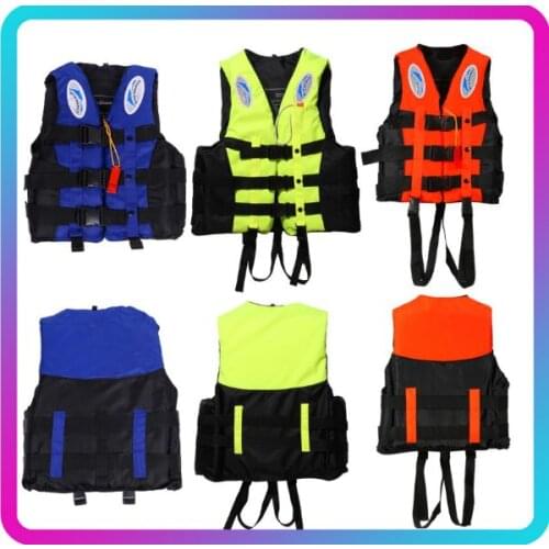 Universal Outdoor Swimming Boating Skiing Driving Vest Survival Suit Polyester Life Jacket for Adult Children with Pipe S -XXXL