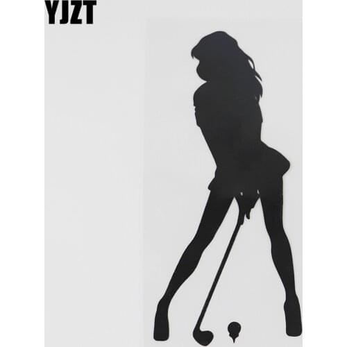YJZT 6.4CMX14.5CM Sexy Golfer Golf Player Club Woman Decal Vinyl Car Sticker Black/Silver 8A-0749