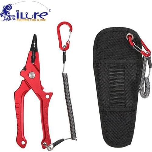 ILure 2019 New Aluminum Alloy Fishing Clamp Fishing Plier Lock Block Elastic Lanyard Protective Sheath Portable Fishing Tools