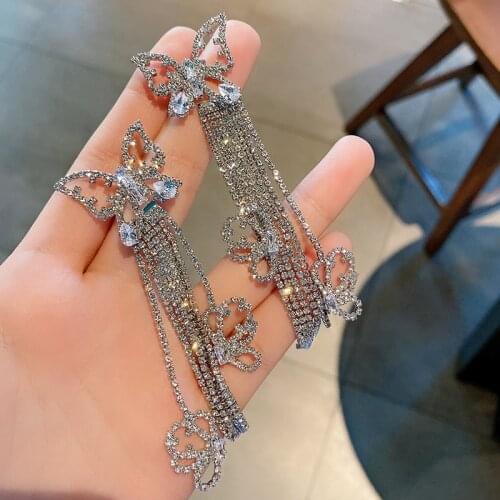 Exaggerate Fashion 2021 New Trend Luxury Women Earring High Class Unusual Sweet Zircon Butterfly Tassels Drop Dangle Earrings