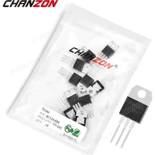 10Pcs BT139-600 TO-220 Triac SCR Transistor Bipolar Junction BJT Triode Tube Fets Thyristor BT139 16A 600V Integrated Circuits