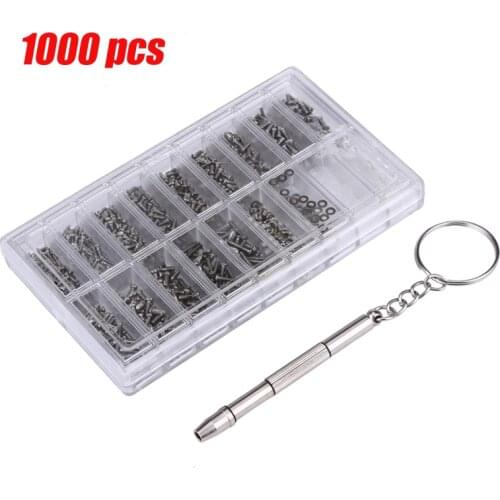 1000pcs/set Micro Eyeglass Screw Nuts Glasses Sunglass Watch Spectacles Phone Tablet Screws Screwdriver Repair Tool Kit
