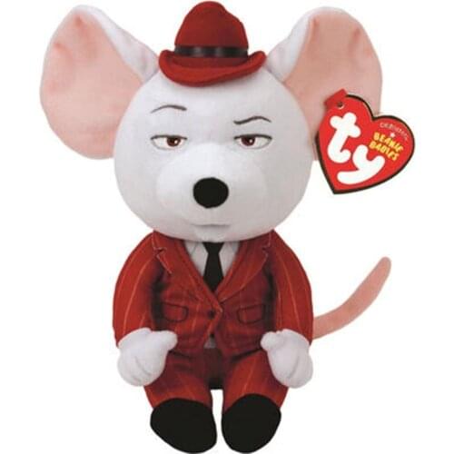 15cm Ty Big Glitter Eyes Stuffed Peas Plush Animal Soft Pink Mouse Mike Collection Doll Birthday Christmas Gift