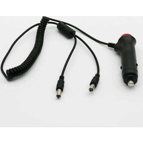 1x Car Cigarette Lighter DC Power Charger to Dual 5.5x2.1mm Male Plug 12V Spring Y Splitter Connector Cable