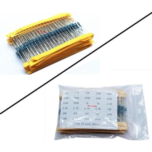600 Pcs 1/4W 1% 20PCS 30Values Metal Film Resistor Assortment Kit Set pack electronic diy kit resistor