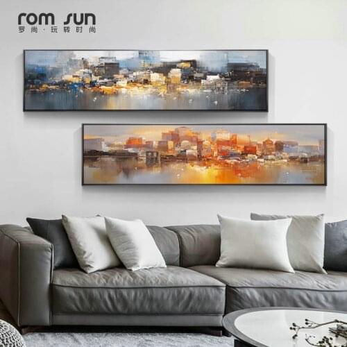 Abstract Bedside Painting Gloden City Nightfall Canvas Painting Posters Print Modern Wall Art Decor Pic For Living Room Bedroom