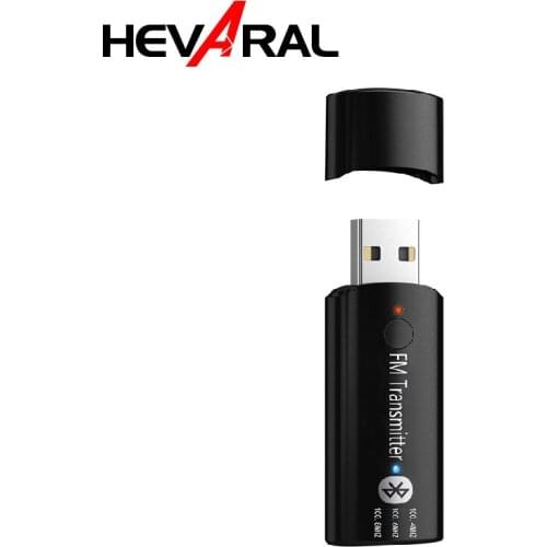 HEVARAL Wireless Adapter USB FM Transmitter For Car Handfree Car Kit Bluetooth Receiver V5.0 3.5MM AUX Stereo Audio FM Modulator
