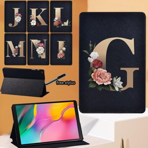 Tablet Case for Samsung Galaxy Tab S4/Tab S5e 10.5"/Tab S6/Tab S6 Lite 10.4"/Tab S7 - Initial Name Series Pattern Cover Case