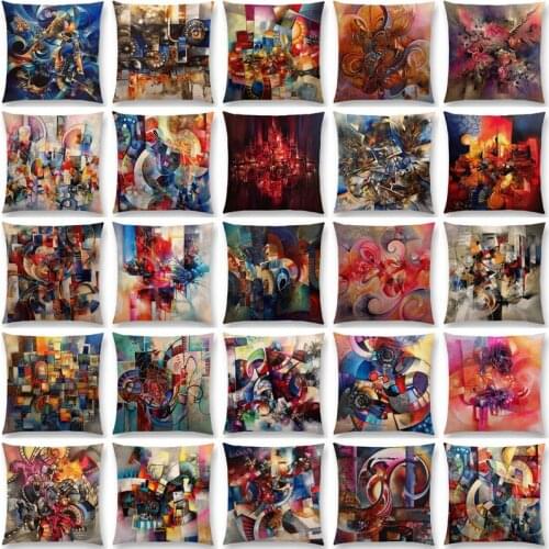 New Abstract Emotion Pattern Fantasy Seasons Cushion Cover Pillow Case Double-sided printing 45x45 Polyester Linen Pillowcover