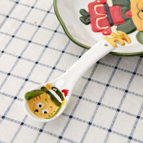Childrens Ceramic Spoon Personality Cartoon Animal Drinking Soup Creative Household Stirring Tableware Japanese Style