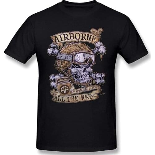 F2018GBi Airborne Army 82nd Airborne Division Mens Cotton Performance Basic Short Sleeve T-Shirt