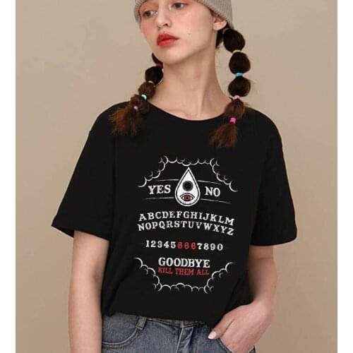 Kuakuayu HJN Kill Them All Ouija Board Printed T Shirt Gothic Style Tees Women Short Sleeve Cotton Fashion Street Style Outfits