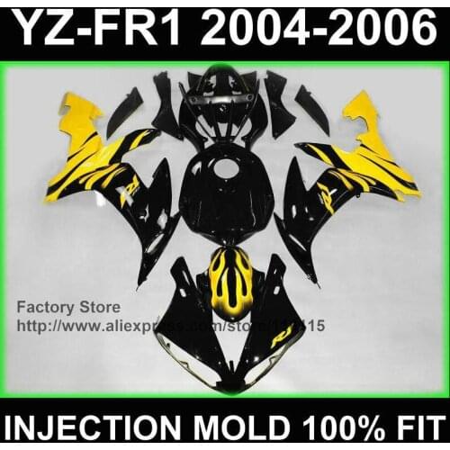 MOTOMARTS Burning yellow flame fairing kit for YAMAHA fairings YZF R1 2004 2005 2006 yzf r1 04 05 06 Full injection