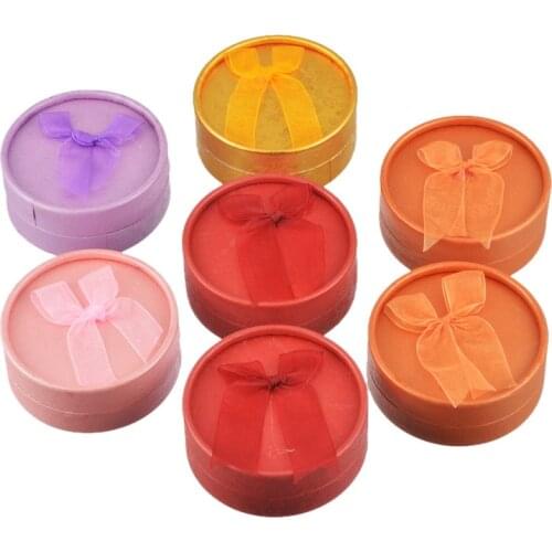1Pc Round Jewelry Box With Knot for Earring & Ring Display Organizer Box Gift Boxes Bracelets Case Wedding Accessories