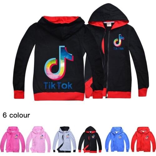 TIK TOK Spring Autumn Coat Children Girls Zipper Sweatshirt Princess Print Girls Boys Jacket Coat Kids Hooded Jacket Tops