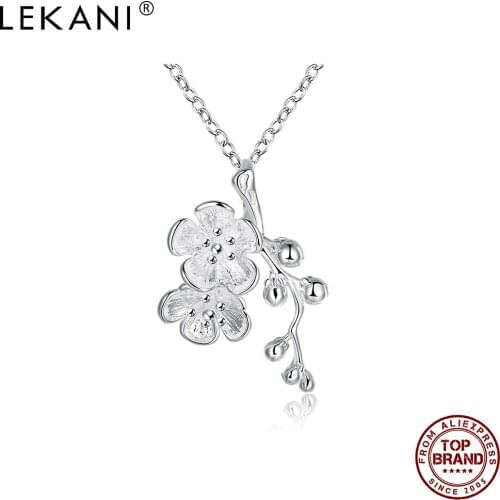 LEKANI Beautiful Flower Women Pendant Necklace Clear Cubic Zirconia Romantic Necklaces Girl Wedding Korean Style Fashion Jewelry