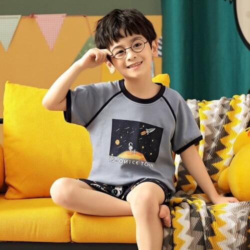 Young Cotton Homewear Suit 2021 Summer Boys Pajamas Set Casual Kids Students Nightwear Children Pajamas Set Tracksuit Youth Wear