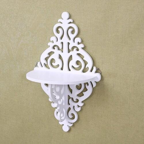 European Style Wall Shelf Storage Rack Filigree Style White Wall-Mounted Holder Retro Wallboard Home Decoration
