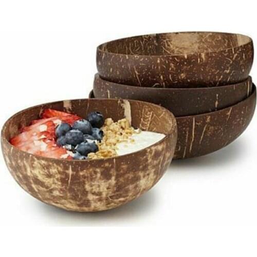 New Creative Natural Coconut Bowl Fruit Salad Noodle Rice Bowl Wooden Fruit Bowl Handicraft Vintage Type Wedding Home Decor