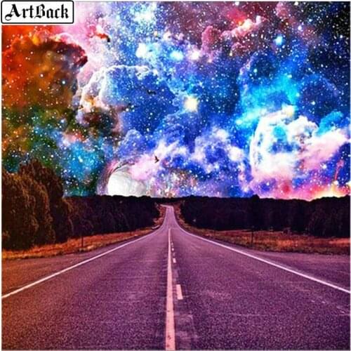 New arrival square full 5d diamond painting color sky road pattern round drill mosaic 3d diamond embroidery craft kit