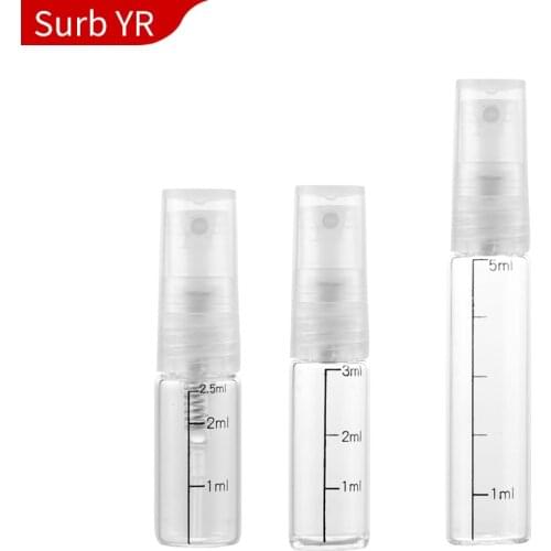 Wholesale 100Pieces/Lot 2ML 3ML 5ML Mini Portable Transparent Scale Glass Perfume Bottle With Spray With Atomizer