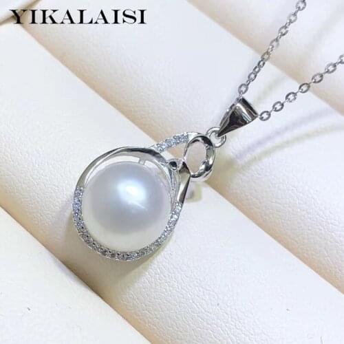 YIKALAISI 925 Sterling Silver Pendants Jewelry For Women 9-10mm Oblate Natural Freshwater Pearl Pendants Necklaces Wholesale
