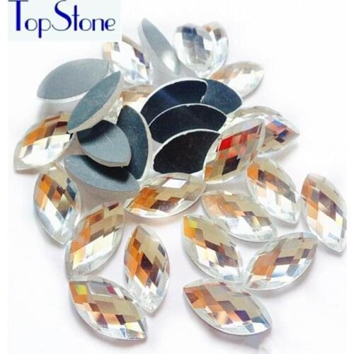 All Sizes Crystal Clear White Color 4x8mm 5x10~13x25mm Navette Glass Faceted Glass FlatBack Marquise Crystal Rhinestone