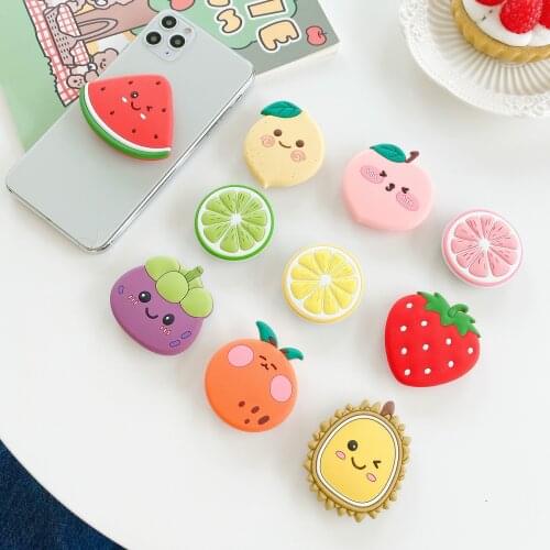 Silicone folding cartoon mobile phone holder fruit series universal cute bracket holder for iphone LG Honor