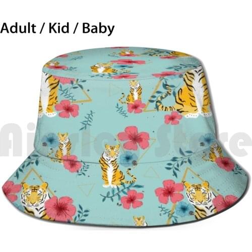Tiger Queen Sun Hat Foldable UV Protection Tiger King Tigers Tiger Art Botanical Botanicals Geometric Gold