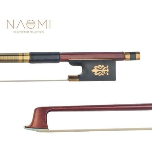 Naomi 4/4 Size Violin/ Fiddle Bow IPE Bow Round Stick Ebony Frog W/ Peacock Inlay Exquisite Bow